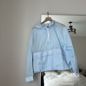 Baby blue Adidas windbreaker cropped